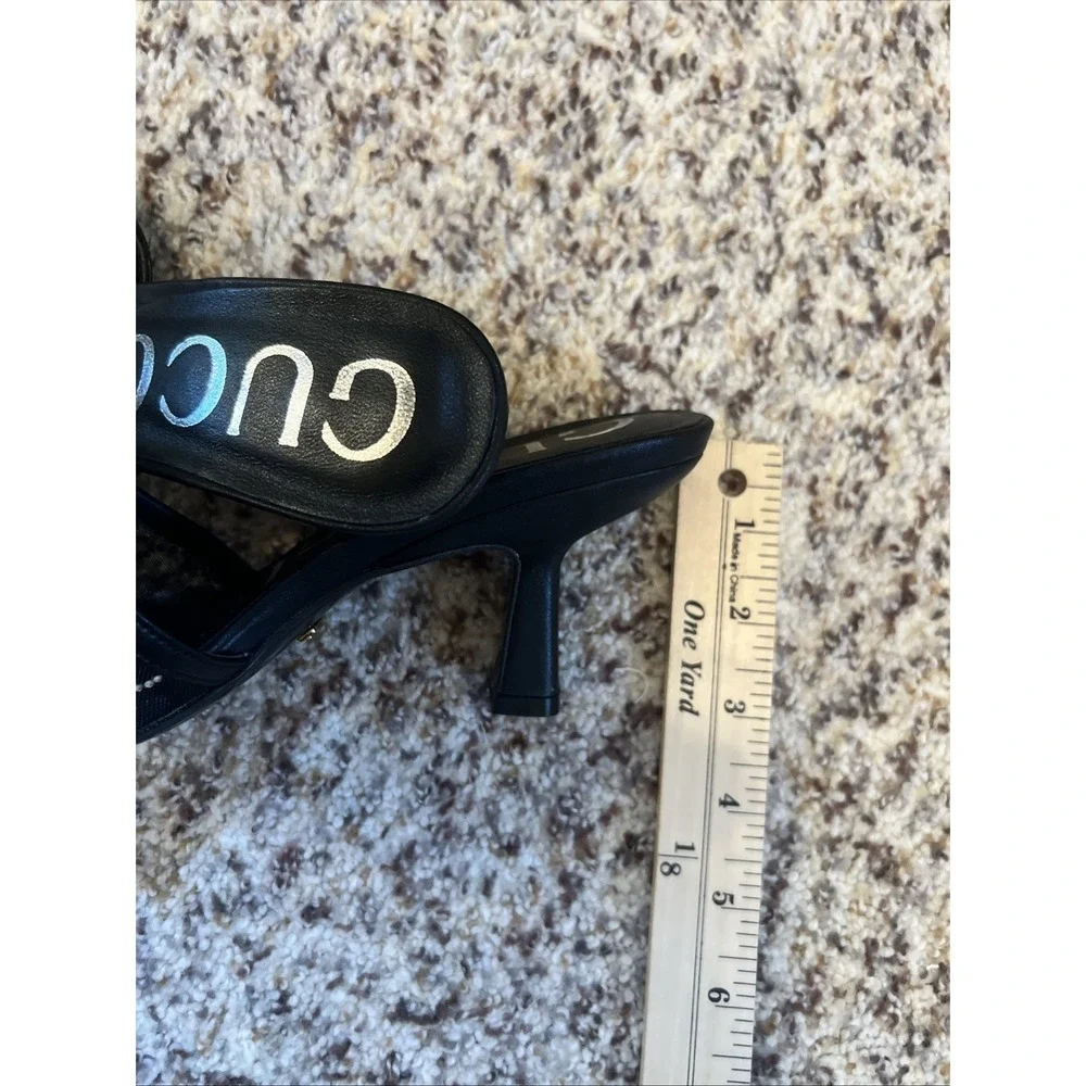 Black Gucci New  Mules Sz 38 EU Women's Mesh GG Crystals Embellished 3" Heels - Picture 6 of 6